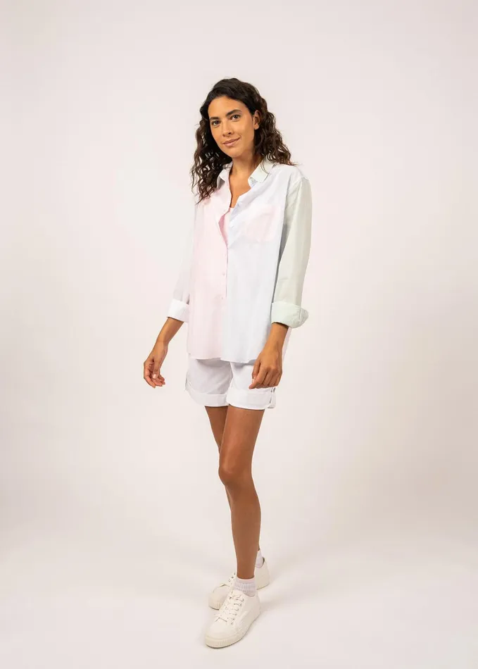 Marta ColorBlock Shirt With Long Sleeves 100 Cotton Multico Women Saint James TShirts and Tops