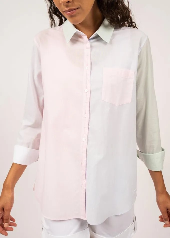 Marta ColorBlock Shirt With Long Sleeves 100 Cotton Multico Women Saint James TShirts and Tops