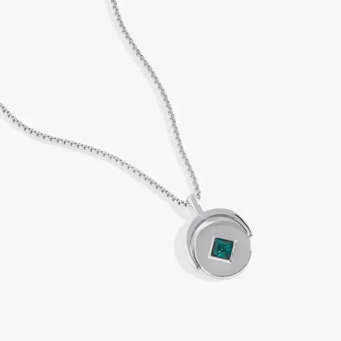 May Birthstone And Flower Flip Charm Necklace Stainless Steel Gold Women Alex And Ani Birthday