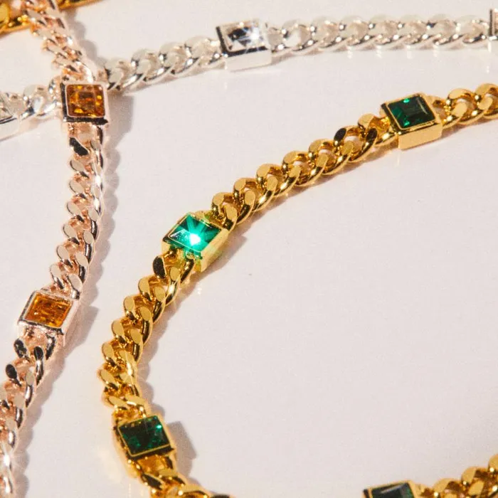 May Birthstone Emerald Curb Chain Bracelet Gold Women Alex And Ani Luck Prosperity