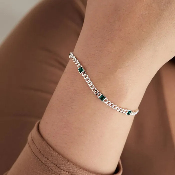 May Birthstone Emerald Curb Chain Bracelet Gold Women Alex And Ani Luck Prosperity