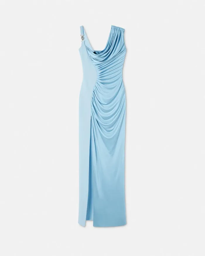 Medusa 03995 Draped Gown Light Blue Women Versace Dresses