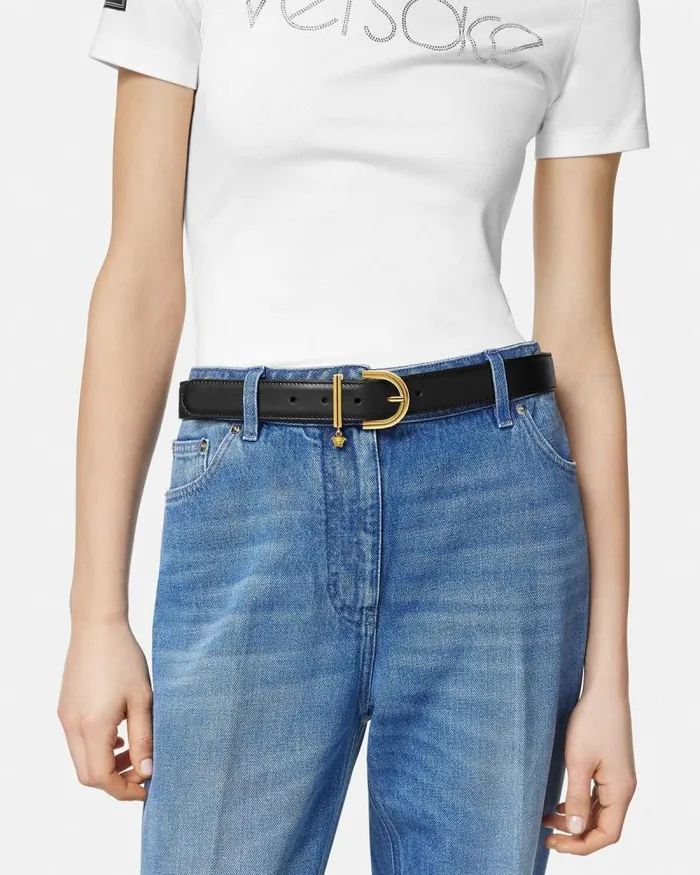 Medusa 03995 Leather Belt 3 Cm Blackgold Women Versace Belts