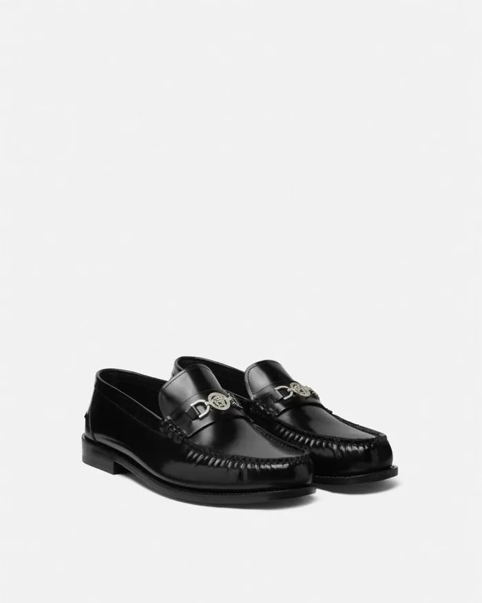 Medusa 03995 Loafers Blacksilver Men Versace Loafers and Slippers