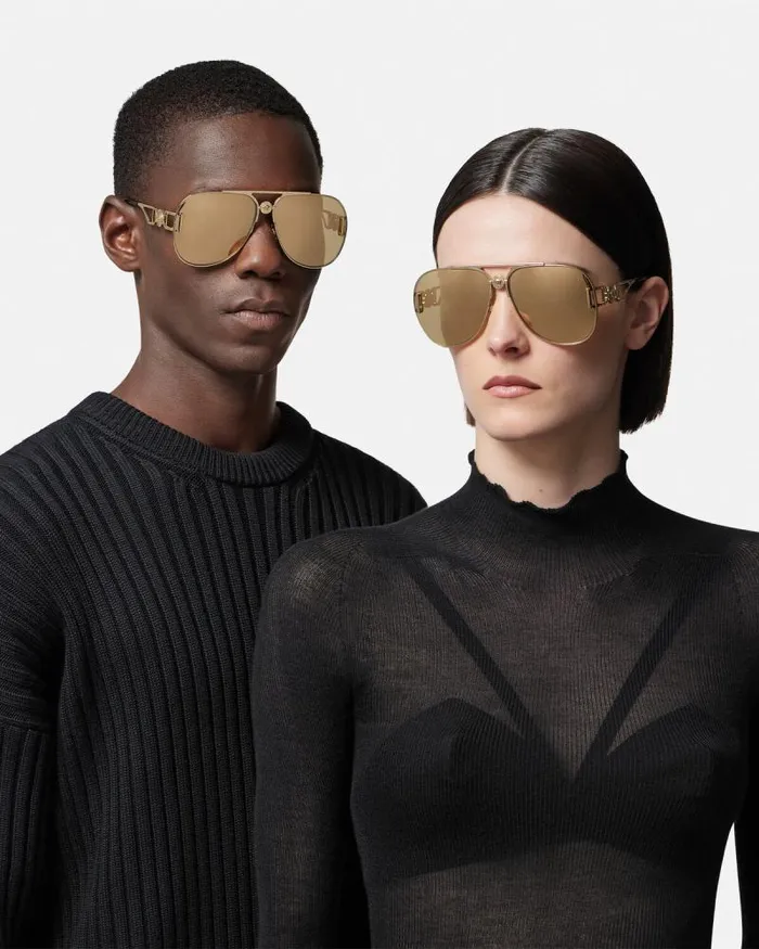 Medusa 03995 Pilot Sunglasses Gold WomenMen Versace Sunglasses