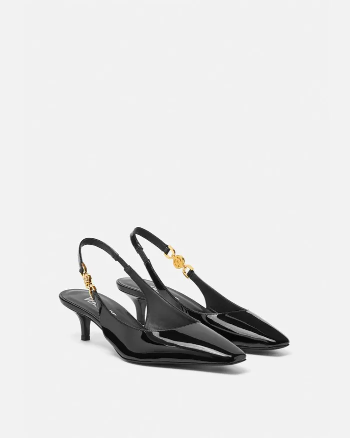 Medusa 03995 Slingback Pumps 40 Mm Blackgold Women Versace Pumps and Slingbacks