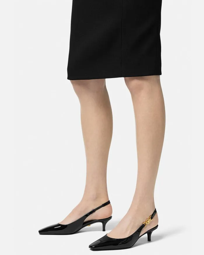 Medusa 03995 Slingback Pumps 40 Mm Blackgold Women Versace Pumps and Slingbacks