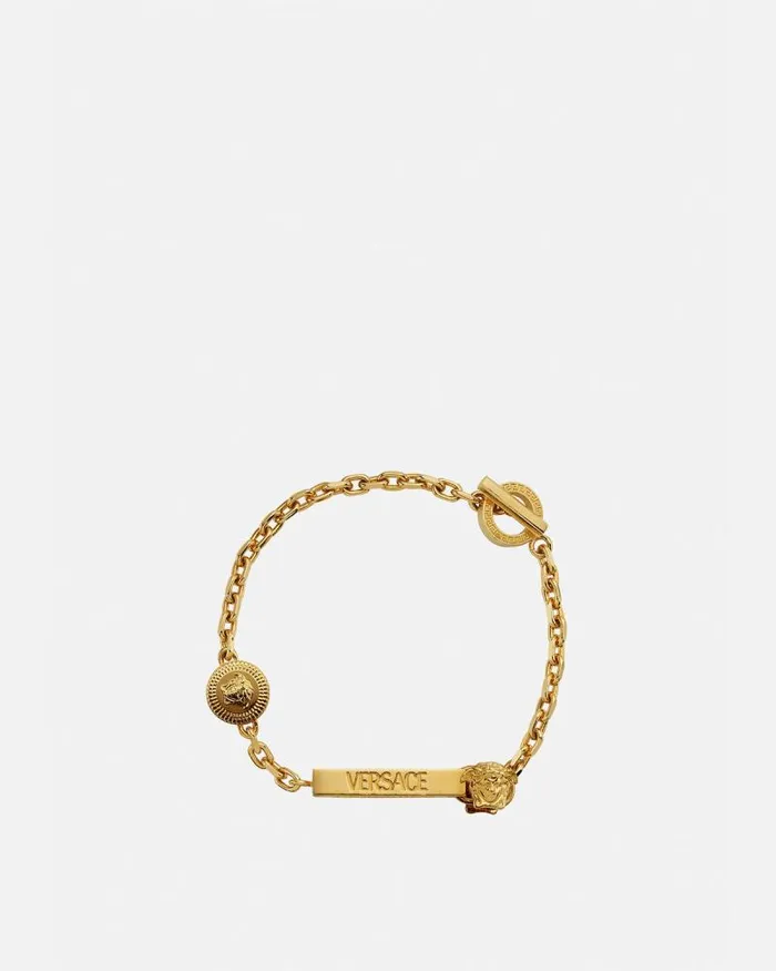 Medusa Greca Logo Bracelet Light Gold Men Versace Bracelets