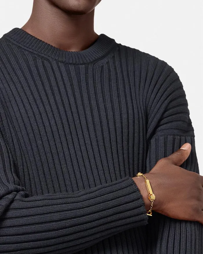 Medusa Greca Logo Bracelet Light Gold Men Versace Bracelets