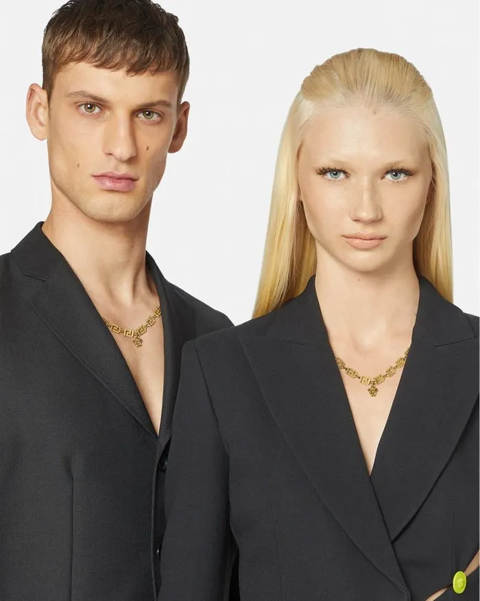 Medusa Greca Necklace Light Gold WomenMen Versace Necklaces