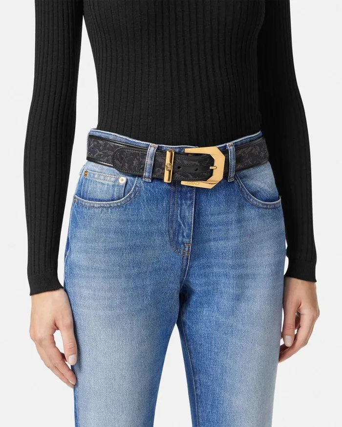 Medusa Heritage Barocco Jacquard Belt 4 Cm Blackprint Women Versace Belts