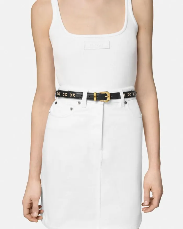 Medusa Heritage Leather Belt 2 Cm Blackgold Women Versace Belts