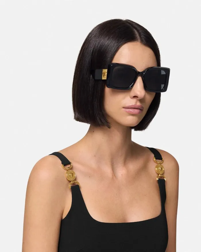 Medusa Plaque Maxi Sunglasses Blackgold Women Versace Sunglasses