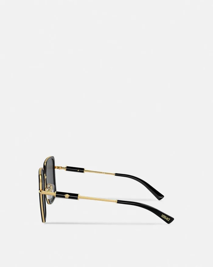 Medusa Roller Squared Sunglasses Blackgold Women Versace Sunglasses