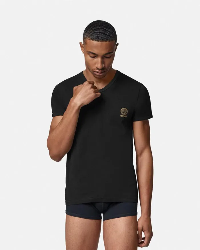 Medusa Undershirt Black Men Versace Loungewear and Pajamas