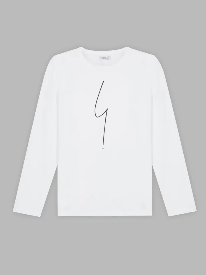 Men Agns B Artist039s Collection White Long Sleeves Coulos 034irony Mark034 Tshirt