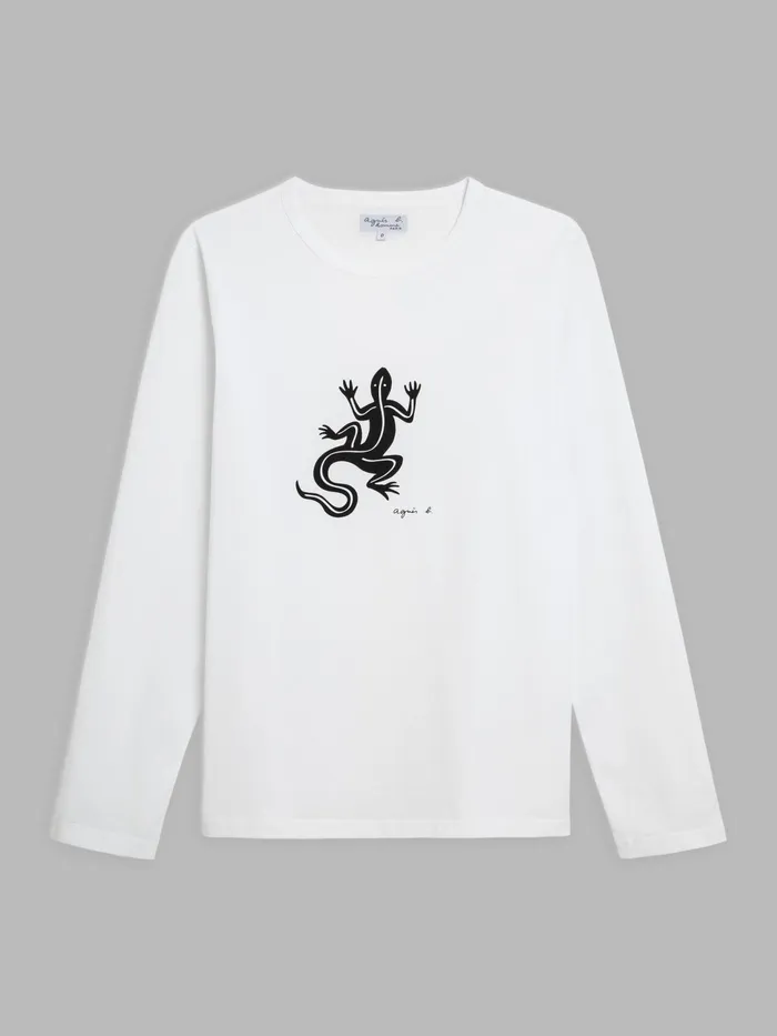 Men Agns B Artist039s Collection White Long Sleeves Coulos Lizard Tshirt