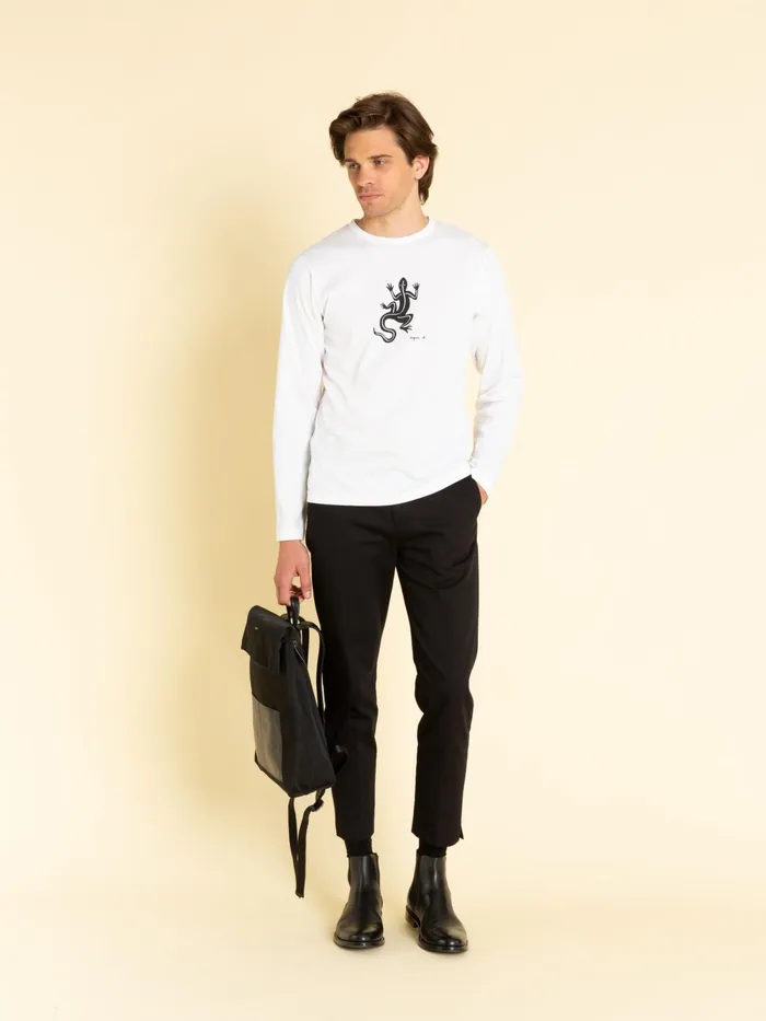 Men Agns B Artist039s Collection White Long Sleeves Coulos Lizard Tshirt