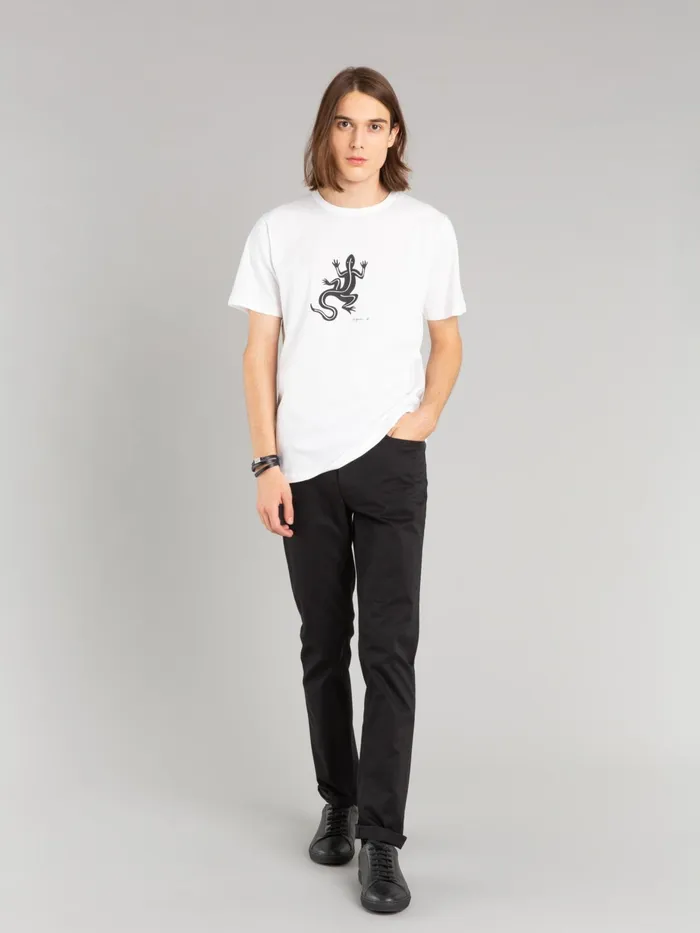 Men Agns B Artist039s Collection White Short Sleeves Coulos Lizard Tshirt