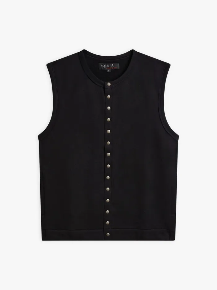 Men Agns B Cardigans Black Azur Sleeveless Cotton Fleece Cardigan