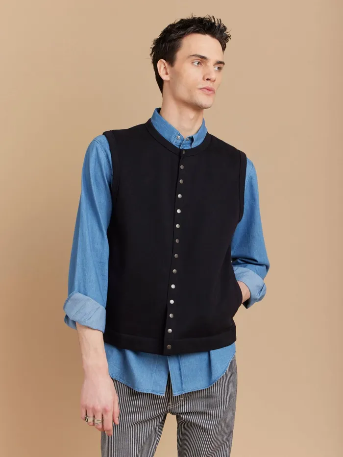 Men Agns B Cardigans Black Azur Sleeveless Cotton Fleece Cardigan