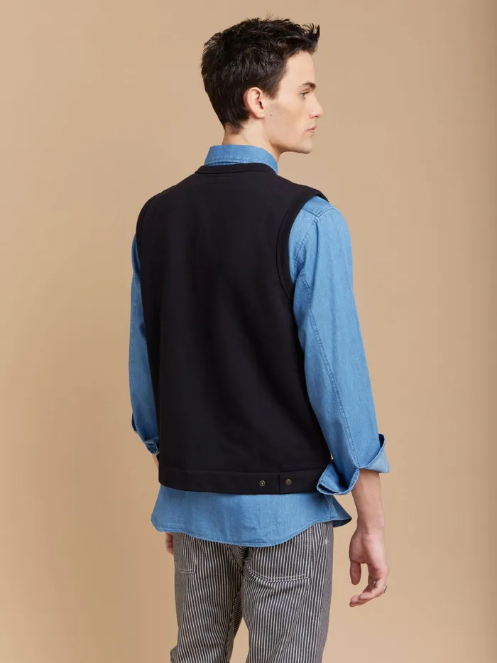 Men Agns B Cardigans Black Azur Sleeveless Cotton Fleece Cardigan