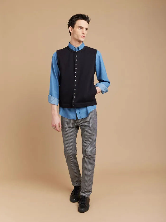 Men Agns B Cardigans Black Azur Sleeveless Cotton Fleece Cardigan