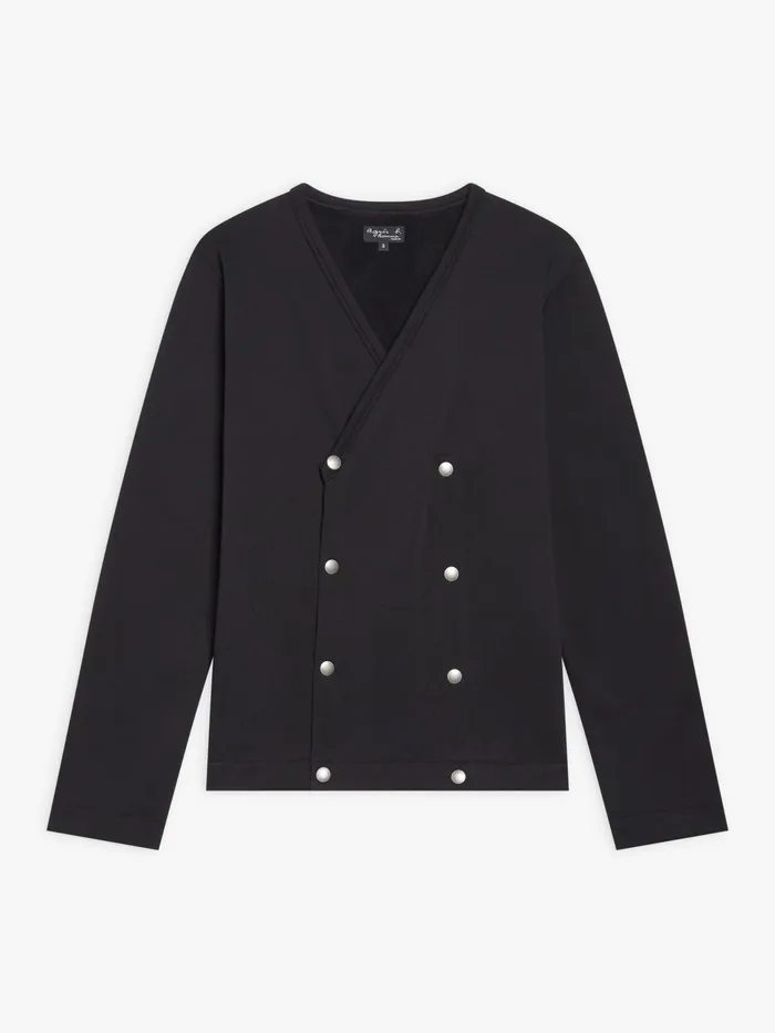 Men Agns B Cardigans Black Cotton Fleece Roady Cardigan