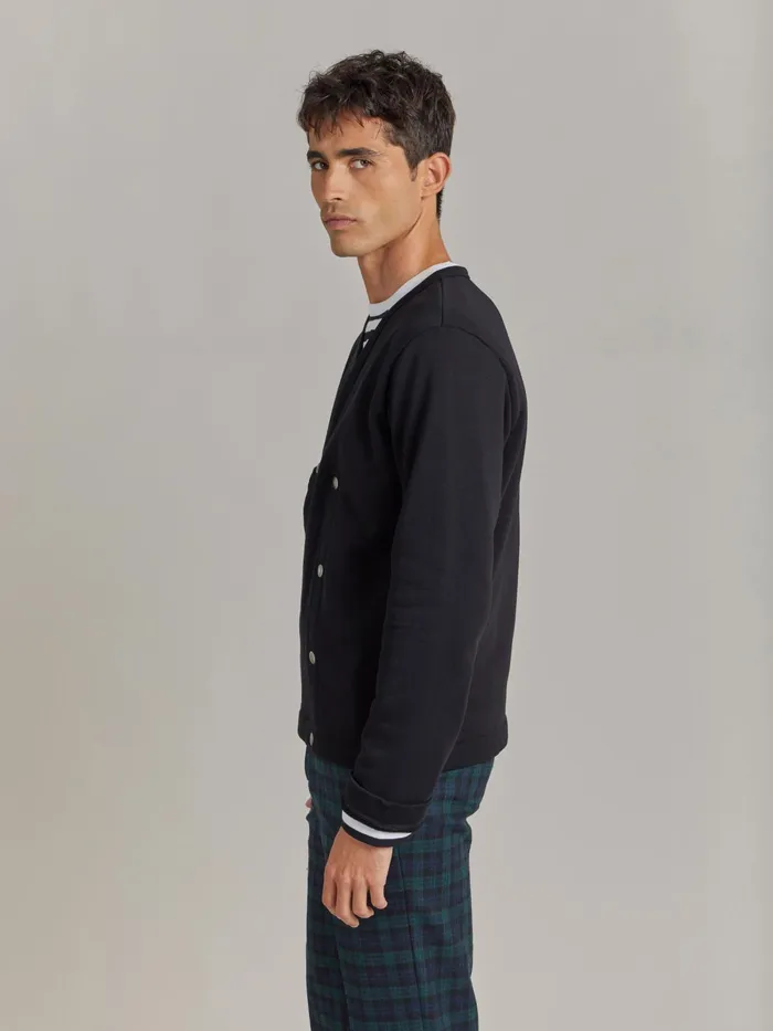 Men Agns B Cardigans Black Cotton Fleece Roady Cardigan
