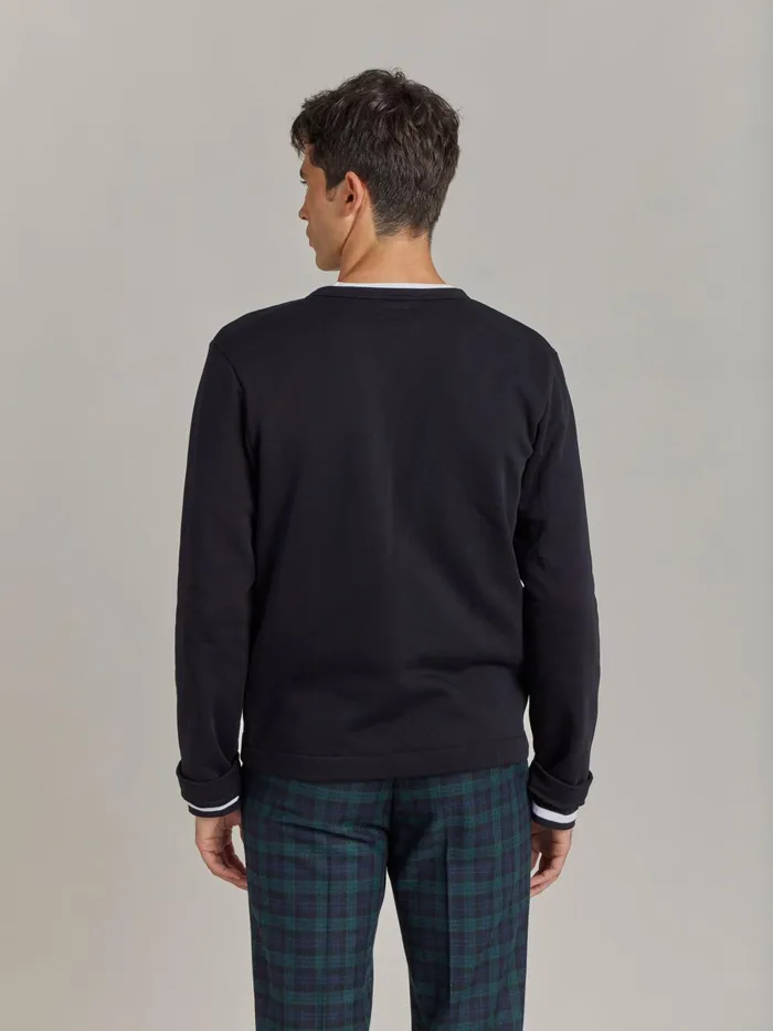Men Agns B Cardigans Black Cotton Fleece Roady Cardigan