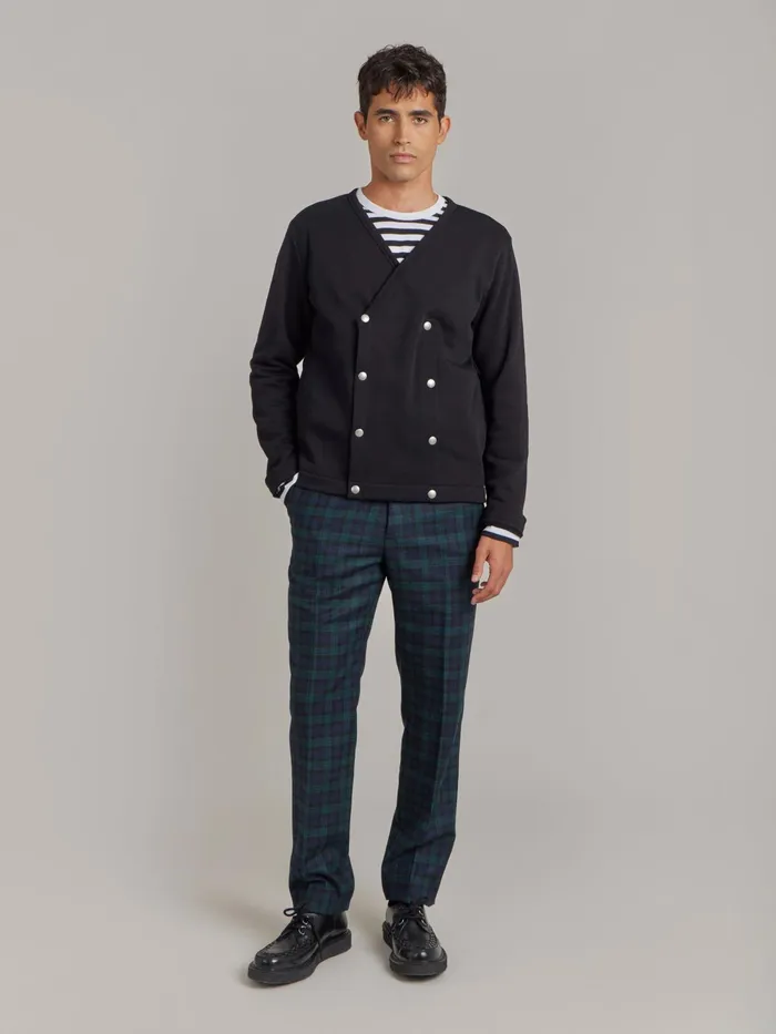 Men Agns B Cardigans Black Cotton Fleece Roady Cardigan