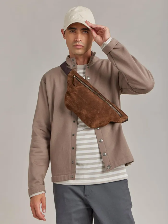 Men Agns B Cardigans Brown Cotton Fleece New Yvan Cardigan