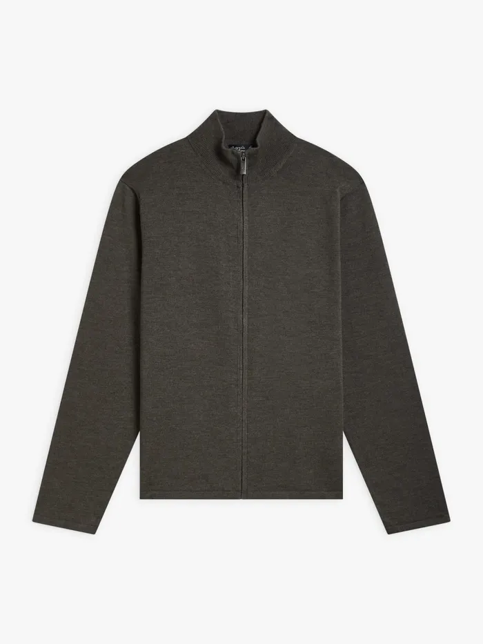 Men Agns B Cardigans Brown Ziggy Merino Wool Jersey Cardigan