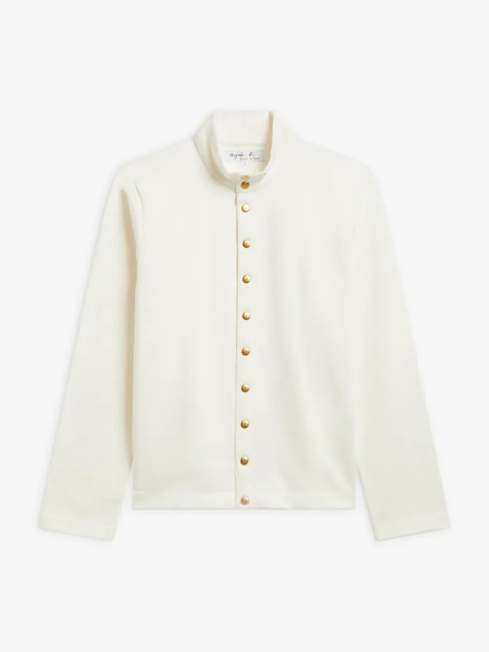 Men Agns B Cardigans Pearly White Cotton Fleece Yvan Cardigan