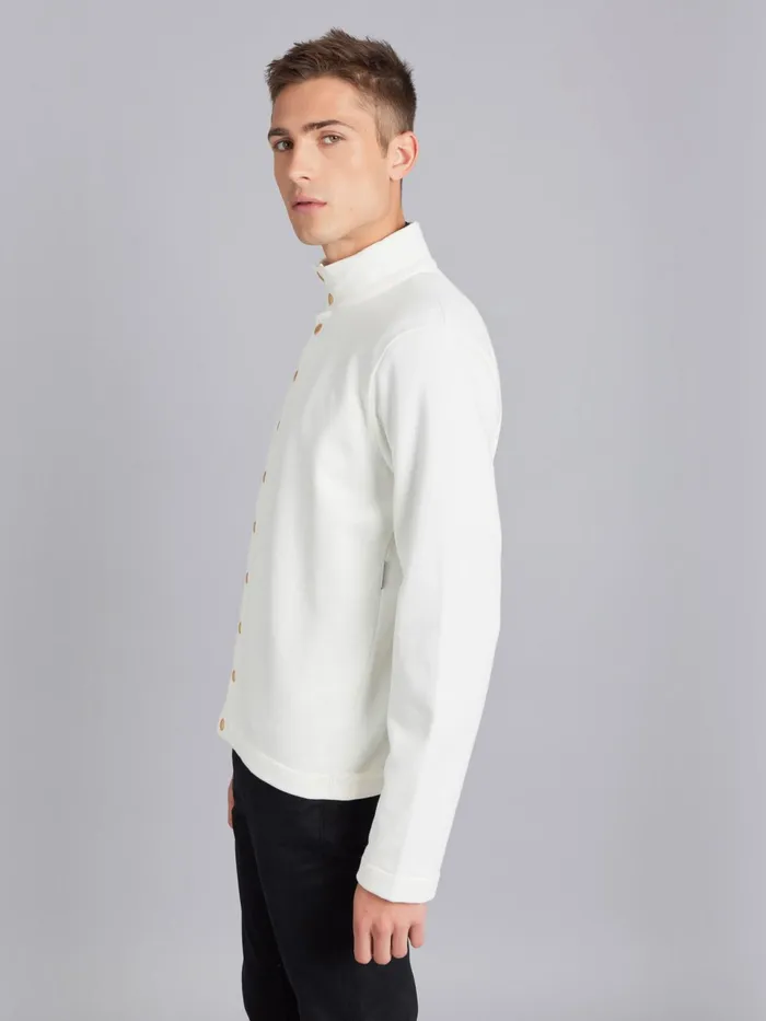 Men Agns B Cardigans Pearly White Cotton Fleece Yvan Cardigan