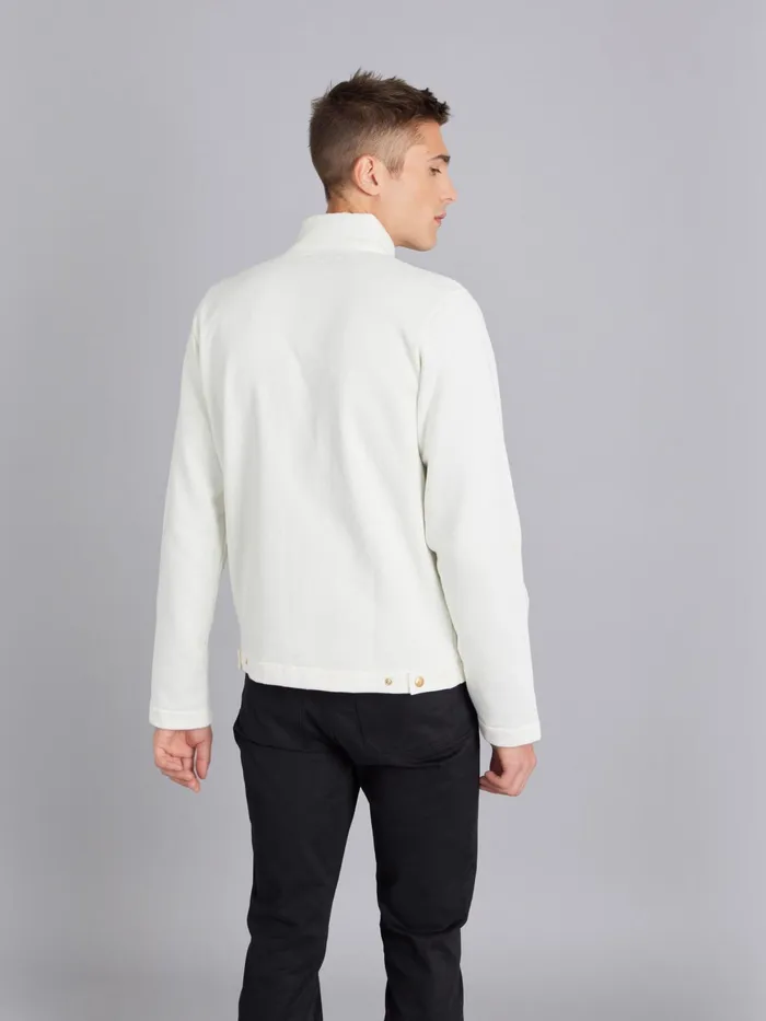 Men Agns B Cardigans Pearly White Cotton Fleece Yvan Cardigan