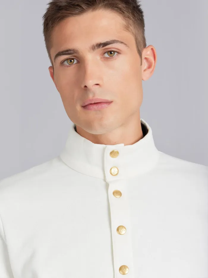 Men Agns B Cardigans Pearly White Cotton Fleece Yvan Cardigan