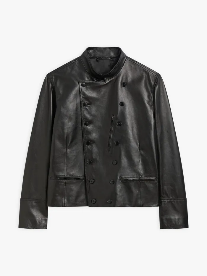 Men Agns B Jackets and Coats Black Lamb Leather Fifre Jacket