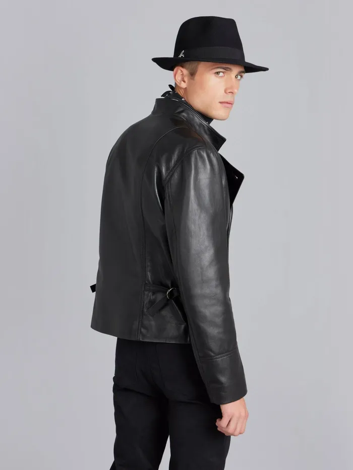 Men Agns B Jackets and Coats Black Lamb Leather Fifre Jacket