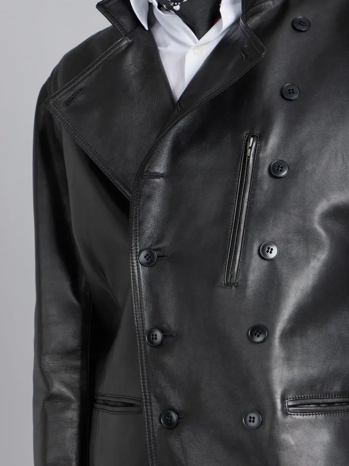 Men Agns B Jackets and Coats Black Lamb Leather Fifre Jacket