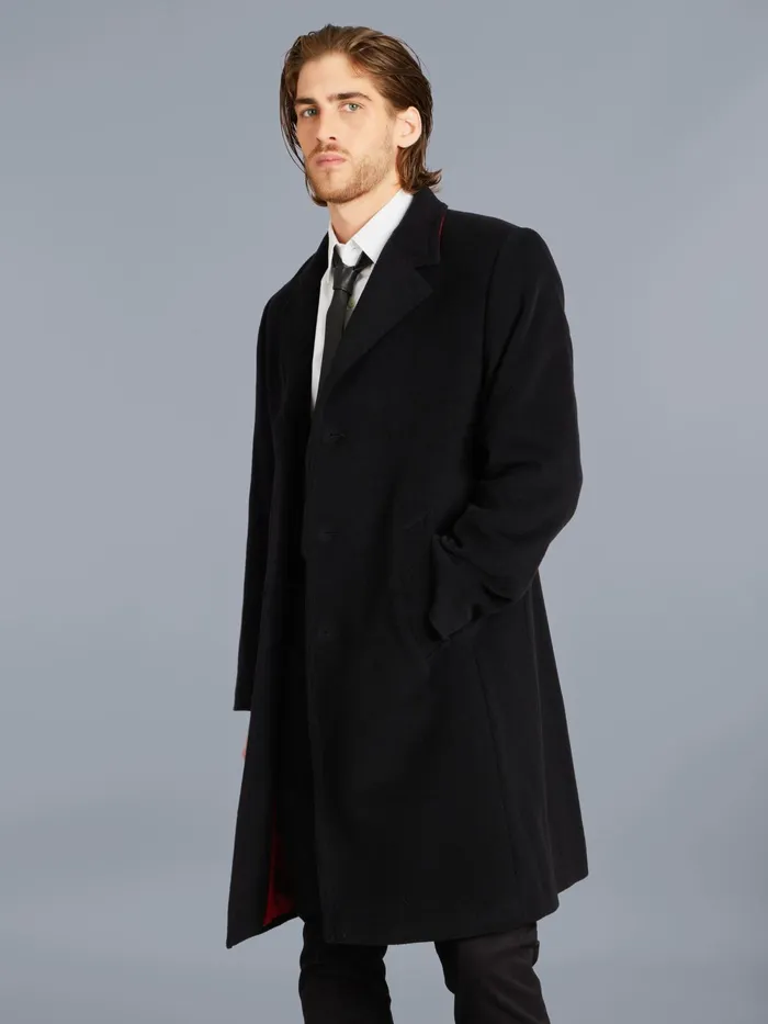 Men Agns B Jackets and Coats Black Wool And Cashmere Blend Lined New North Coat