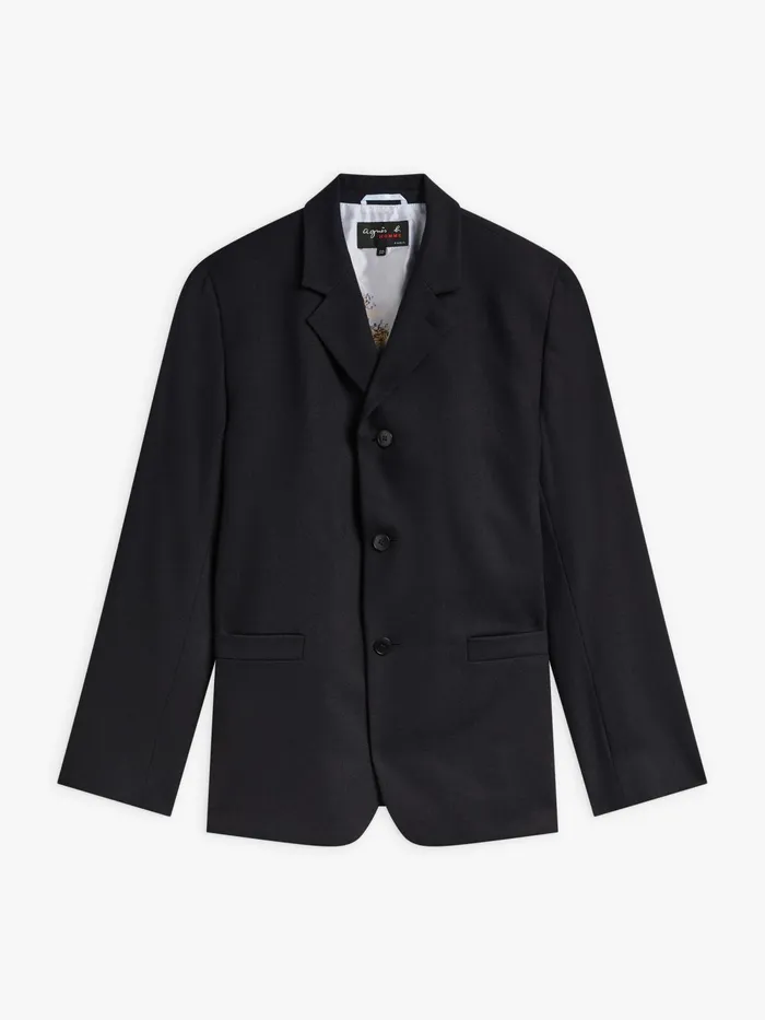 Men Agns B Jackets and Coats Black Wool Gabardine Jacket