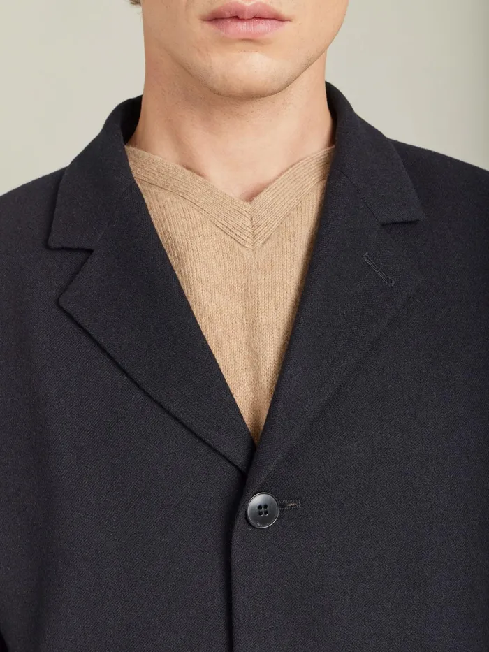 Men Agns B Jackets and Coats Black Wool Gabardine Jacket
