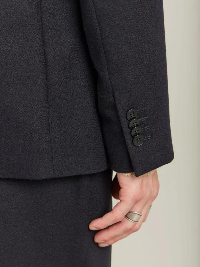 Men Agns B Jackets and Coats Black Wool Gabardine Jacket