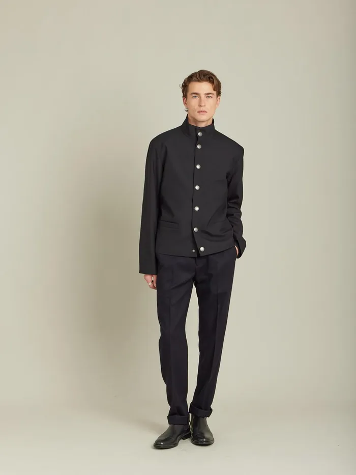 Men Agns B Jackets and Coats Black Worsted Wool Yvan Jacket