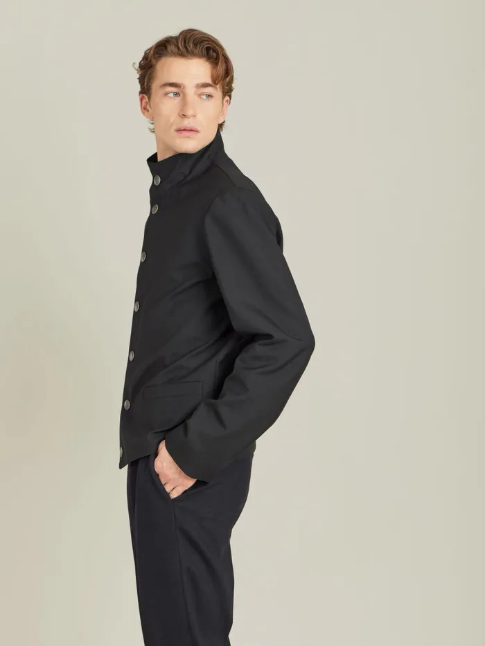 Men Agns B Jackets and Coats Black Worsted Wool Yvan Jacket