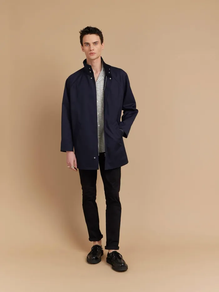 Men Agns B Jackets and Coats Blue Cotton Short Coat