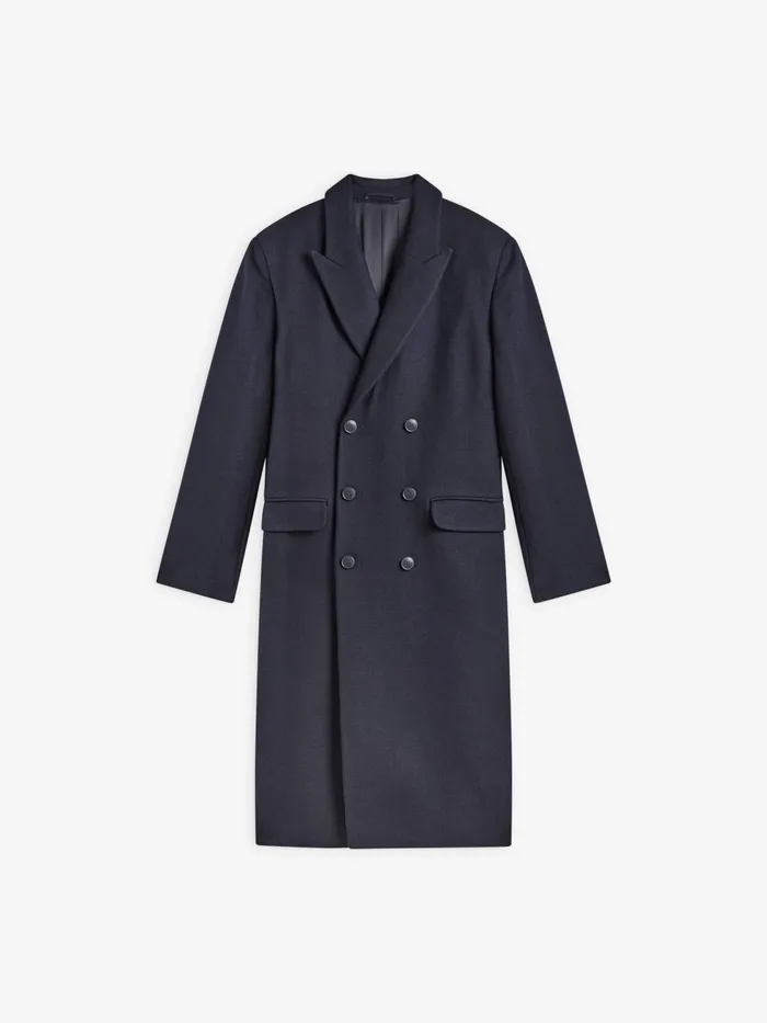 Men Agns B Jackets and Coats Blue Wool Cotton Twill Coat