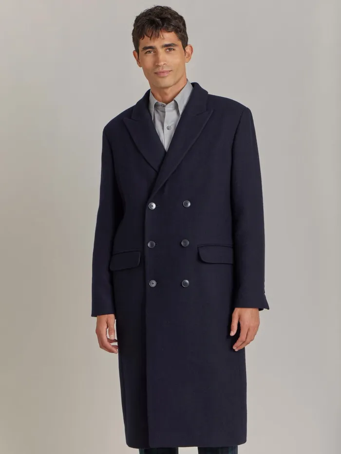 Men Agns B Jackets and Coats Blue Wool Cotton Twill Coat