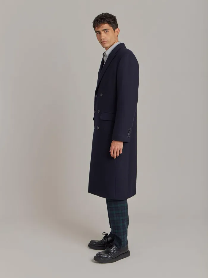 Men Agns B Jackets and Coats Blue Wool Cotton Twill Coat